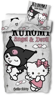 SkyBrands Bettwäsche Hello Kitty & Kuromi - Angel & Devil - Bettwäsche-Set, 135x200 & 80x80, Baumwolle, 100% Baumwolle