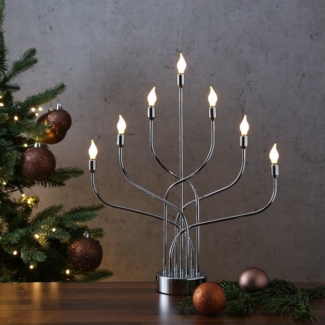 MARELIDA Fensterleuchter LED Fensterleuchter Aura Kerzenleuchter Metallleuchter 7flammig Timer, LED Classic, warmweiß (2100K bis 3000K)