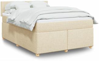 vidaXL Boxspringbett mit Matratze Creme 140x200 cm Stoff 3289001