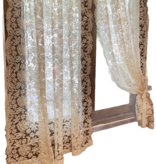 Coonoor Gardine 2er-Set Vorhänge, Spitzengaze für Wohnzimmer, Gardine Voile (2 St), Retro, gewellter Rand, Schlafzimmer, Erkerfenster, Stickerei