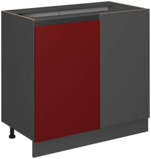 Eckunterschrank R-Line Rot 86 cm J-Shape, ohne Arbeitsplatte Vicco