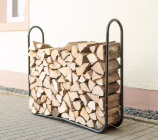 ShelterLogic Stahl Kaminholzregal | Schwarz | 25x122x104 cm