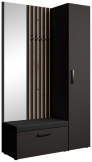 Beautysofa Garderobenschrank mit großem Spiegel und Kleiderstange MARGARET II+IV ein hoher eintüriger Kleiderschrank und ein komfortabler Schuhschrank