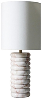 Tischleuchte 14 x 14 x 65 cm Marmor Messing Leinen Beige Weiß