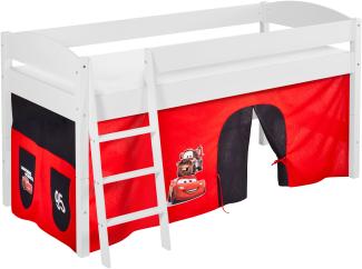 Lilokids 'Ida 4105' Spielbett 90x200 cm, Disney Cars, Kiefer massiv, mit Vorhang