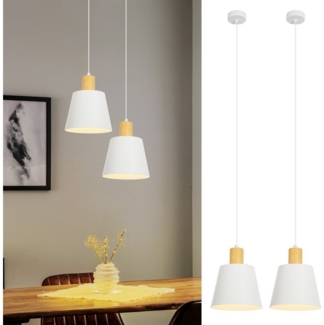 Nettlife Pendelleuchte Vintage Esszimmer 2x E27 Weiß Industrial Metall Retro Hängeleuchte, Höhenverstellbar, LED wechselbar, Innen Pendellampe für Küche Wohnzimmer Bar Resturant
