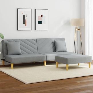 vidaXL Schlafsofa 2-Sitzer mit Kissen und Fußhocker Hellgrau Stoff 3216255