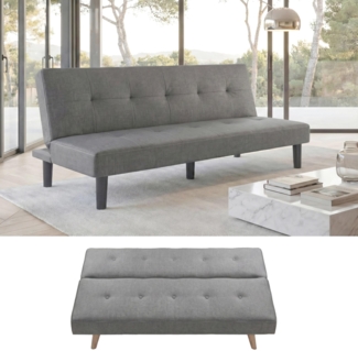 3er-Sofa HWC-G11, Couch Schlafsofa Gästebett Bettsofa Klappsofa, Schlaffunktion 195cm ~ Stoff/Textil, grau