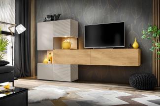 99rooms Eryk Wohnwand Beige I Hickory-Oak