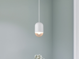 Kleine LED Pendelleuchte einflammig aus Metall in Weiß, Ø 10cm