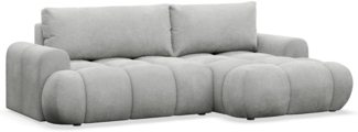 Selsey 'Ombo Mini' Ecksofa mit Schlaffunktion, Bettkasten und Bouclé-Bezug, Hellgrau, rechts