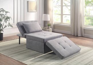 Atlantic Home Collection Sessel, Liege, Hocker Finn, Polyester, Grau, BxTxH: 80 x 72 x 43 cm