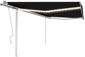 vidaXL Markise Manuell Einziehbar mit LED 4,5x3,5 m Anthrazit 3070044