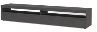 Dmora TV-Schrank Active, niedriges Wohnzimmer-Sideboard mit 2 Türen, Fernsehständer-Basis, 100 % Made in Italy, 200 x 45 x 36 cm, Schiefer, mit LED-Licht