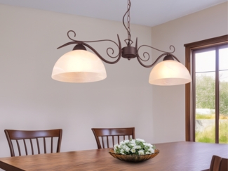 Reality|Trio Pendelleuchte im Landhausstil, Alabaster, rostfarben
