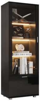 HAUSS SPOLE Vitrine Hochglanzvitrinen mit Glastüren, LED-beleuchtete Glasvitrinen, Schwarz (Glasvitrinen, Vitrinen für Sammlerstücke,Parfümschränke,Bücherregale, 1-St, 3 Fachböden) Hochglanzvitrinen mit Glastüren, LED-beleuchtete