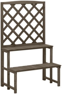 vidaXL Blumentreppe mit Rankgitter Grau 70x42x115cm Massivholz Tanne 316414