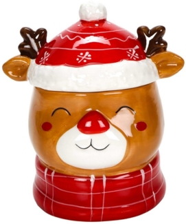 Bubble-Store Vorratsdose Weihnachtliche Vorratsdose Elch Rudolf Rotnase, Keramik, Weihnachtsdose Plätzchendose Gebäckdose Zuckerdose