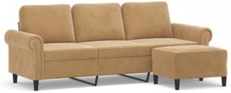 vidaXL 3-Sitzer-Sofa mit Hocker Braun 180 cm Samt 3201222