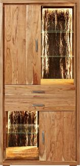 Vitrine inkl. Beleuchtung 88x180 cm 'Sadar' Akazie massiv