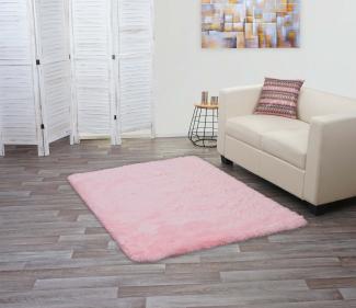 Teppich HWC-F69, Shaggy Läufer Hochflor Langflor, Stoff/Textil flauschig weich 160x120cm ~ rosa