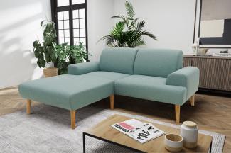 DOMO Collection Swift FK, Ecksofa, Federkern, Webstoff eisblau, 176 x 217 cm