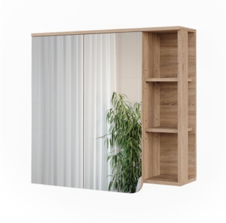 Vicco Badezimmerspiegelschrank Karen, Sonoma/Weiß, 80 x 75 cm