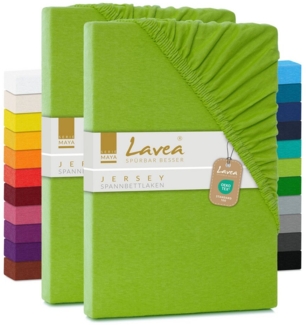 2er Set Spannbettlaken - Serie Maya Doppelpack Spannbetttuch für Matratzen bis 20cm - 90x200 cm | 100x200 cm, Apfelgrün, 100% Baumwolle, hochwertige Verarbeitung, mit Gummizug