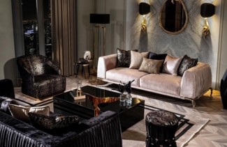 JVmoebel Couchtisch Dreiteiliger Couchtisch Wohnzimmermöbel Luxus Tisch Schwarz Modern (1-St, Couchtisch), Made in Europa