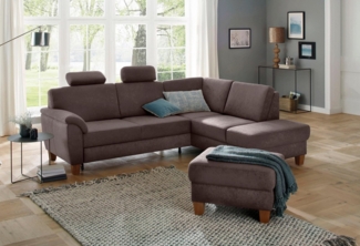 Home affaire Ecksofa Alta L-Form, mit Federkern und Kontrastnaht, Füße Buche eichefarben