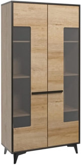 AX LIVING Glasvitrine Fabriani W2D Riviera Eiche Vitrine 91 cm breit