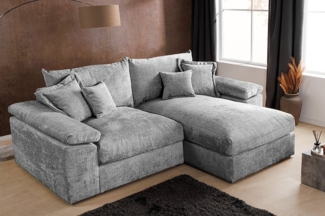 riess-ambiente Ecksofa ATMOSPHERE XL 245cm grau Chenille - 3-Sitzer mit Federkern & Kissen, Einzelartikel 1 Teile, Ottomane wählbar (rechts/links) · Rücken echt bezogen · modern