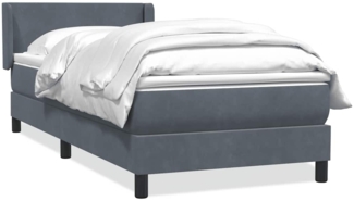 vidaXL Boxspringbett mit Matratze Dunkelgrau 80x210 cm Samt 3317926