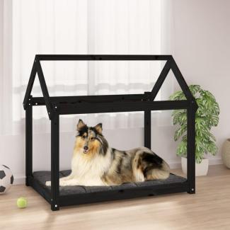 vidaXL Hundebett 101 x 70 x 90 cm Massivholz Kiefer, Schwarz