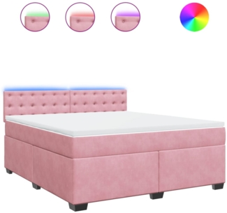 vidaXL Boxspringbett mit Matratze Rosa 180x200 cm Samt 3288695