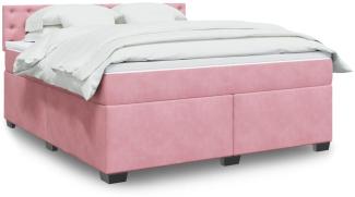 vidaXL Boxspringbett mit Matratze Rosa 180x200 cm Samt 3288695