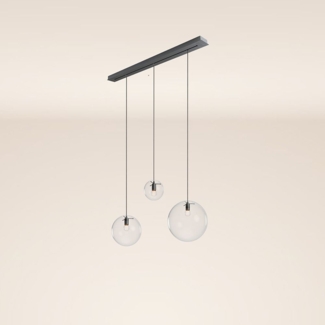 s.luce Orb Esstisch-Hängelampe 3-flammig 120cm Ø 20/30/40 Klar