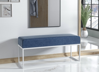 AX LIVING Sitz Bank Acciarolli 2 120 cm – Dunkelblau, weißes Metallgestell