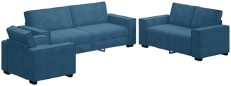 vidaXL 3-tlg. Sofagarnitur mit Kissen Blau Samt 3324627