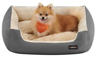 Feandrea Hundebett, Hundekorb mit Wendekissen, 70 x 55 x 21 cm, grau
