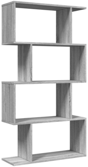 vidaXL Raumteiler-Bücherregal 4 Böden Grau Sonoma 70x24x129 cm 858107