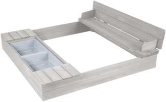 roba Sandkasten - aufklappbare Sitzbank - 2 Spielwannen - 4 abnehmbare Sitzplatten - wetterfest - Grau