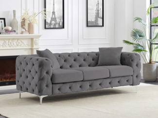 Vente-unique - Chesterfield-Sofa 3-Sitzer - Anthrazit - Samt - EDWINA