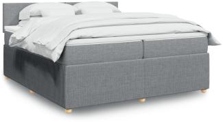 vidaXL Boxspringbett mit Matratze Hellgrau 200x200 cm Stoff 3289856