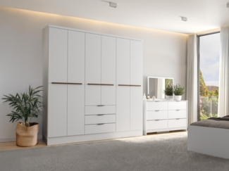 Vente-unique - Kleiderschrank mit 6 Türen & 3 Schubladen - 180 cm- Weiß - PEROLI