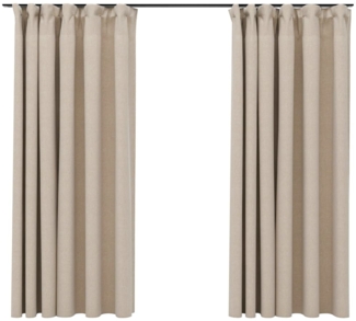vidaXL Verdunkelungsvorhänge 2 Stk. Haken Leinenoptik Beige 140x175 cm 321212