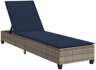 vidaXL Sonnenliege mit Auflagen Grau 55 x 200 x 25,5 cm Poly Rattan 4104099