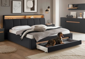 INOSIGN Polsterbett CiTY/GiRON, gepolstertes Stauraumbett, mit LED Beleuchtung, Bettkasten mit Hundebett oder als Stauraum, klappbare Kopfteile