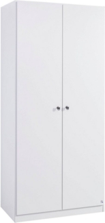 Rauch Möbel Buchholz Schrank abschließbar, Abschließbarer Kleiderschrank in Weiß 2-türig inkl. Zubehörpaket Basic 1 Kleiderstange, 4 Einlegeböden BxHxT 91 x 197 x 54 cm