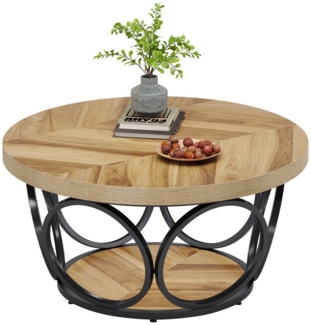 Tribesigns Couchtisch Runde Kaffeetisch Beistelltisch, Industrial 2-Tier-Kreis Holztisch